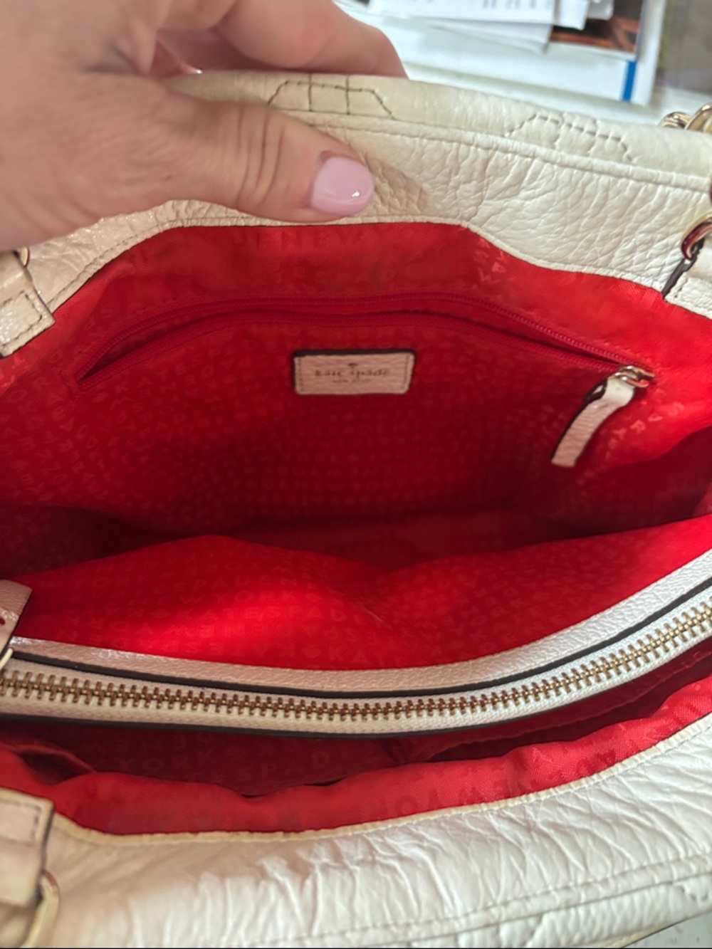 Kate Spade Astor Court ELENA Leather Shoulder Bag Tote Bone - Picture 7 of 12